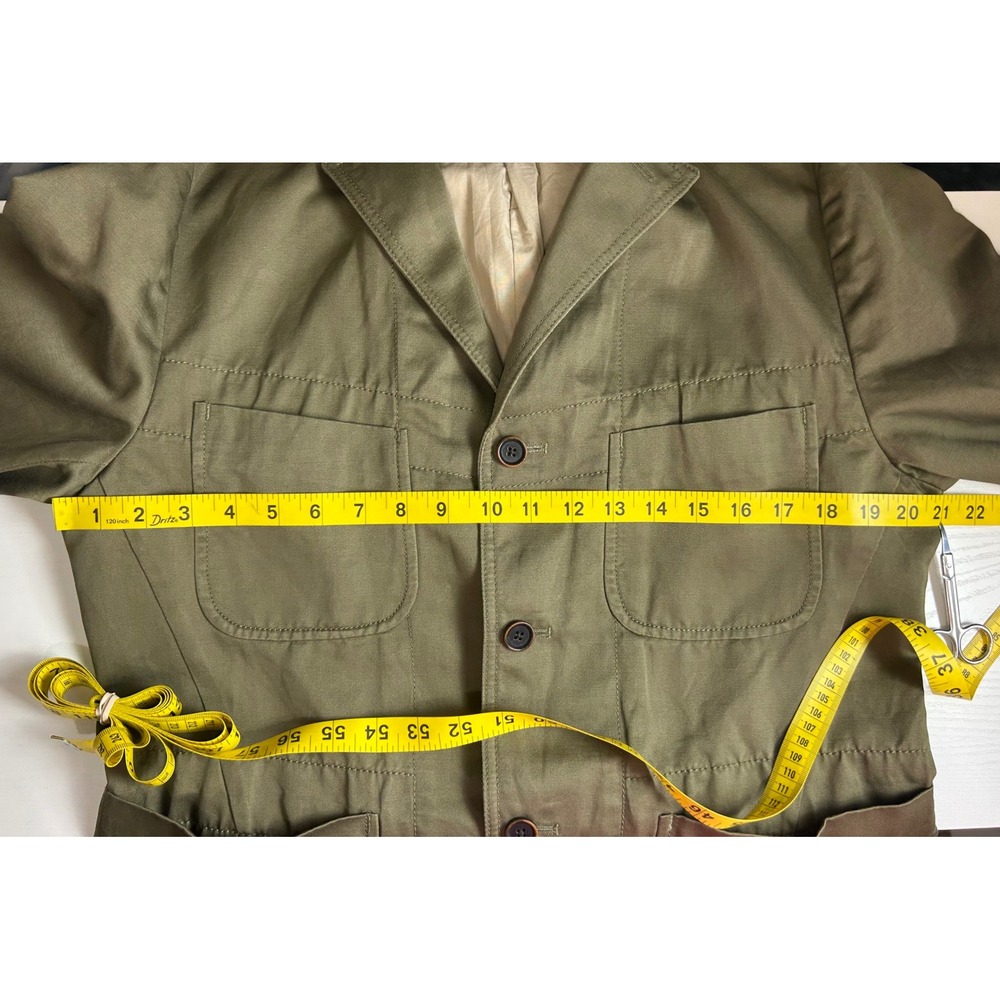 Banana Republic Mens 40S Olive Green Cotton Linen Safari Blazer Field Jacket - Picture 5 of 16
